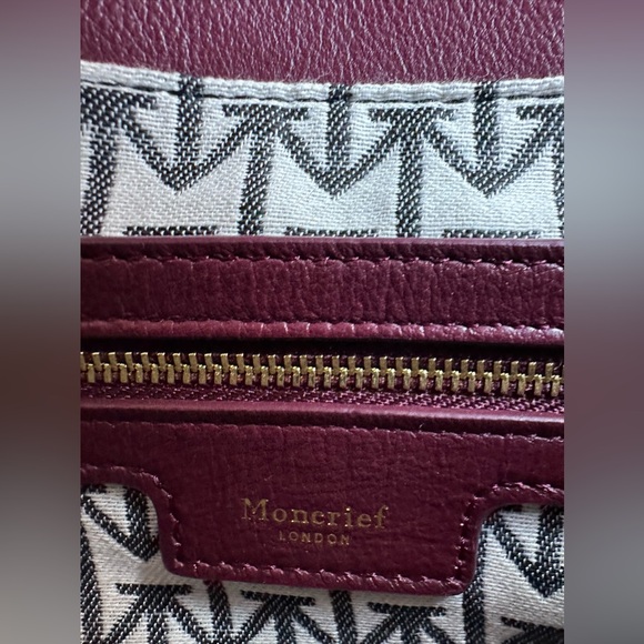 Viral MONCRIEF LONDON Cathryn Bordeaux Leather Flap Over Quilted Tote NWT - Picture 10 of 14